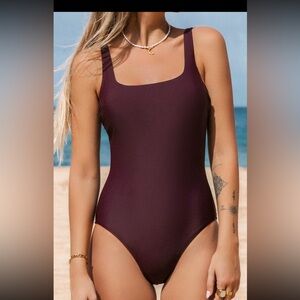 Retro Maroon One-Piece Swimsuit